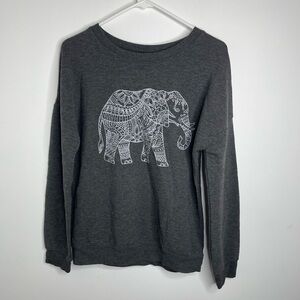 Zoe + Liv fleece graphic print elephant boho sweatshirt size medium